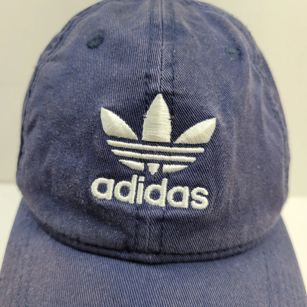 adidas Cap Hat Mens OS Navy Embroidered 3 Stripes Logo Adjustable Strapback